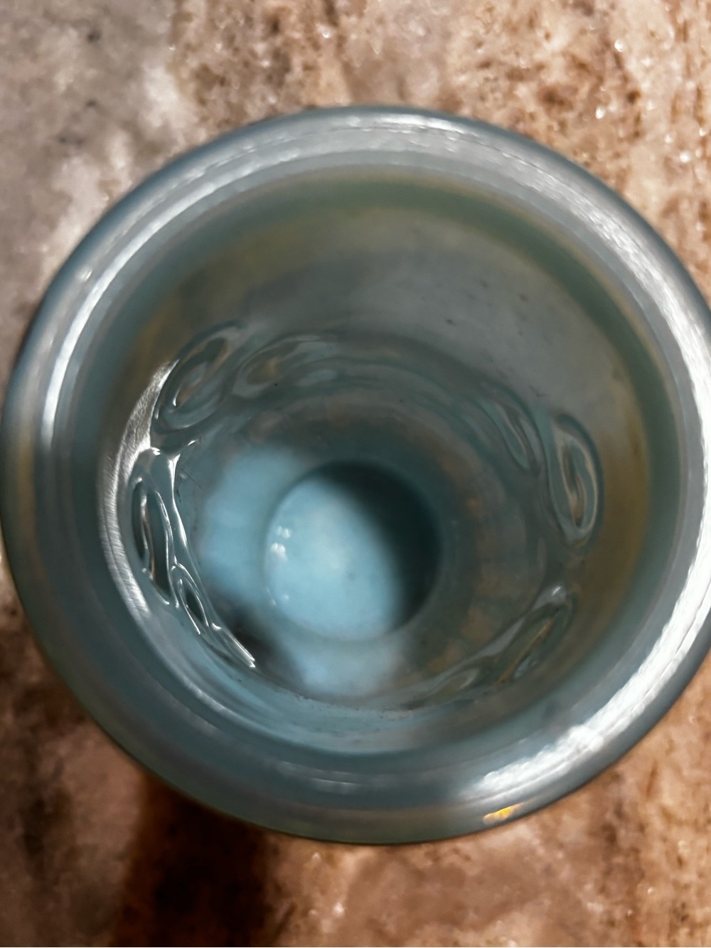 Vintage Avon Blue Satin Glass Tumbler w/ Gold Rim – Embossed Scroll - Picture 3 of 4